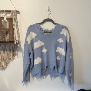 Cloud Pattern Blue Sweater
